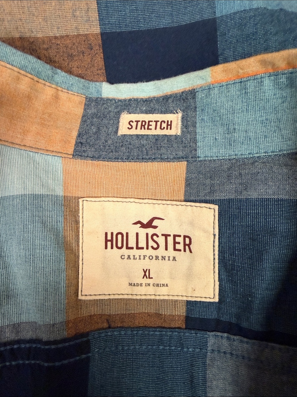 Hollister Plaid Button-Down Shirt in Blue and Orange - Picture 3 of 3